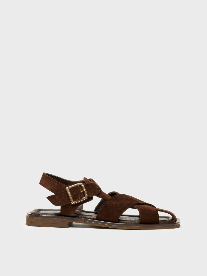 35171 KADIN SANDALET KAHVE SÜET - 