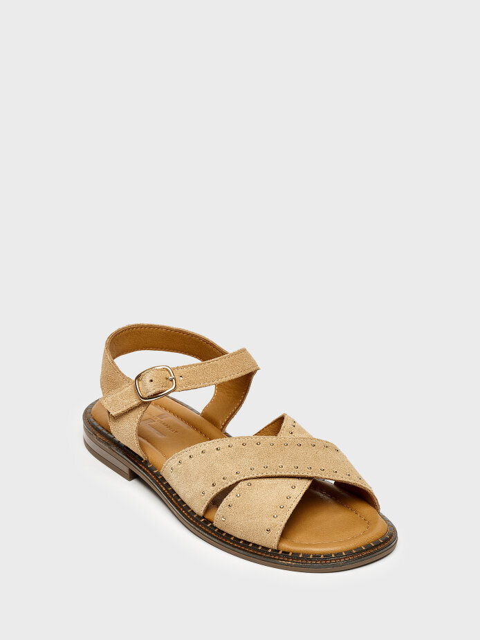 35172 KADIN SANDALET CAMEL SÜET - (1)