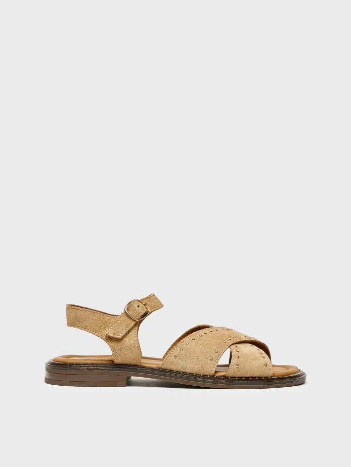 35172 KADIN SANDALET CAMEL SÜET - 