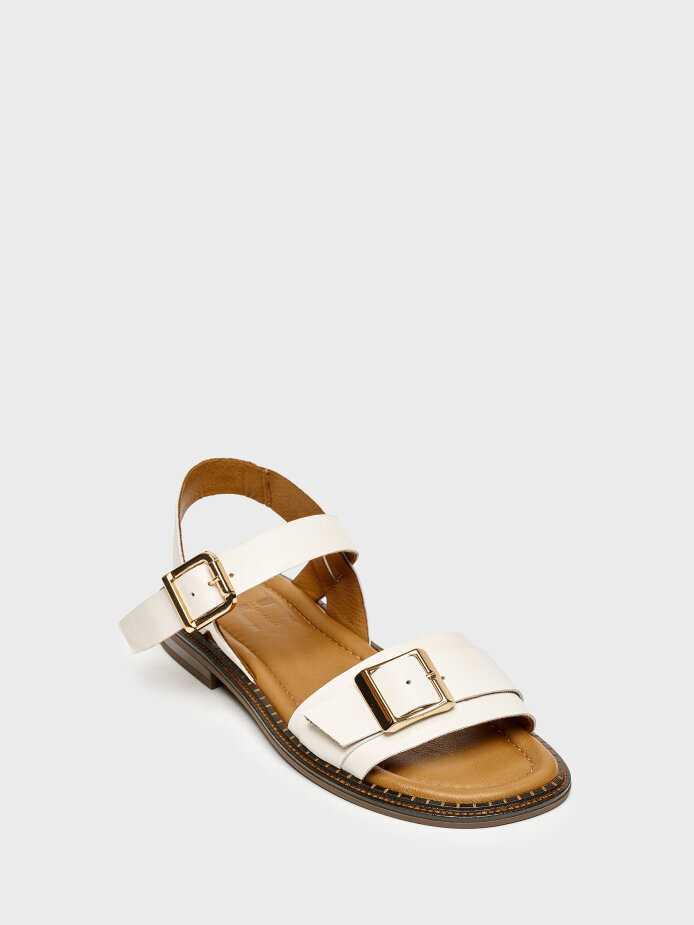 35173 KADIN SANDALET KREM - (1)