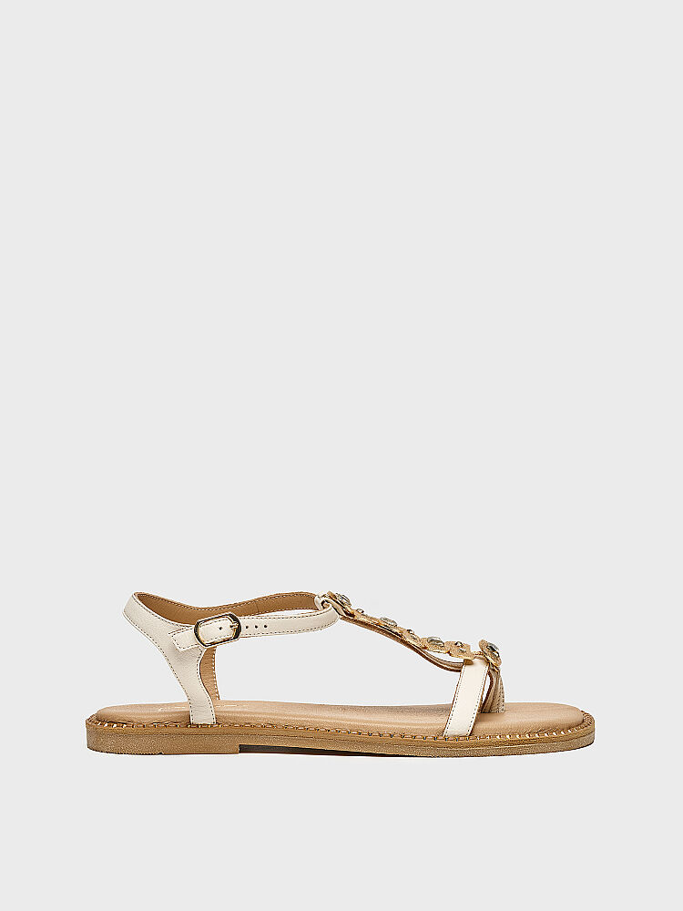 35177 KADIN SANDALET KREM - 1