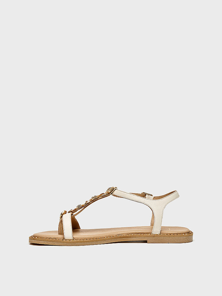 35177 KADIN SANDALET KREM - 3