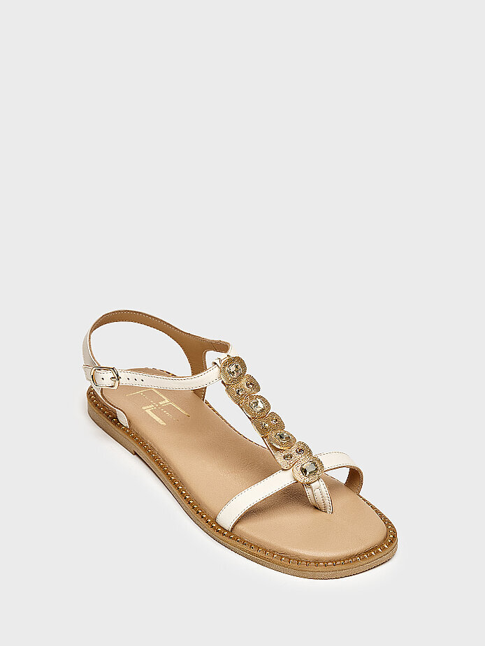 35177 KADIN SANDALET KREM - (1)