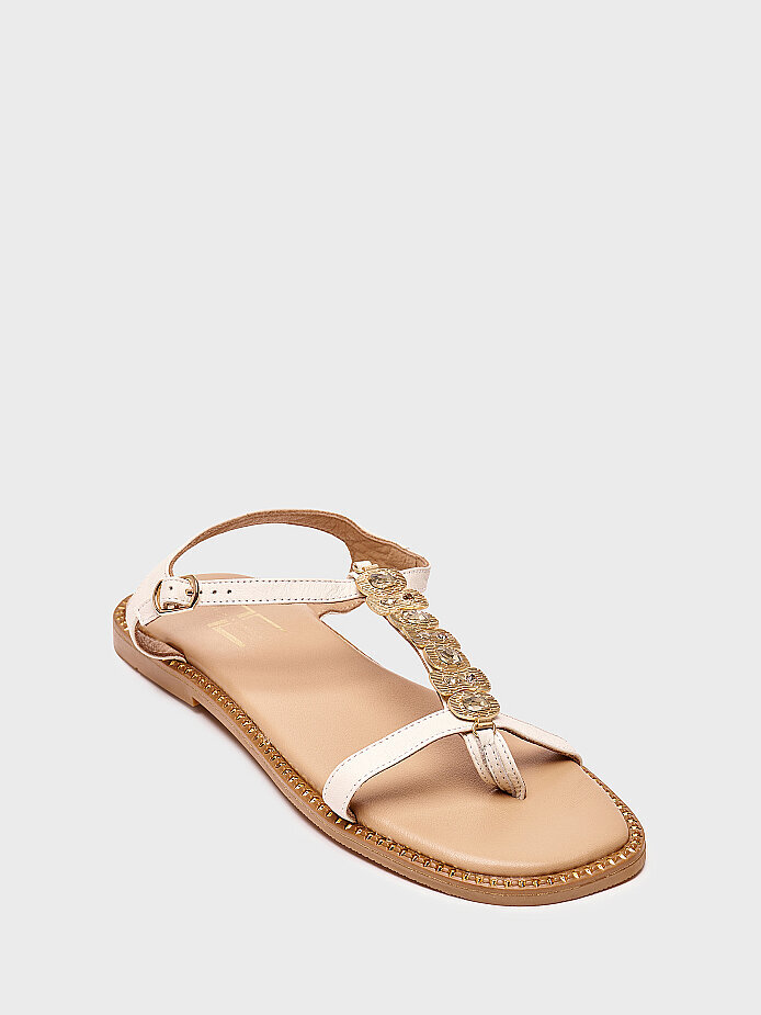 35177 KADIN SANDALET KREM - (1)