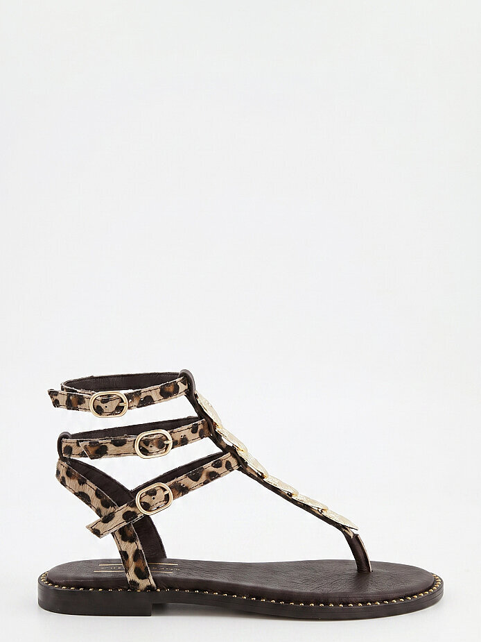 35178 KADIN SANDALET KAHVE/LEOPAR - 