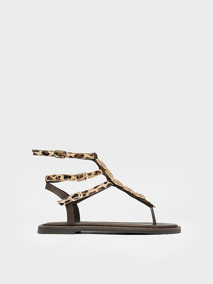 35178 KADIN SANDALET KAHVE/LEOPAR - 