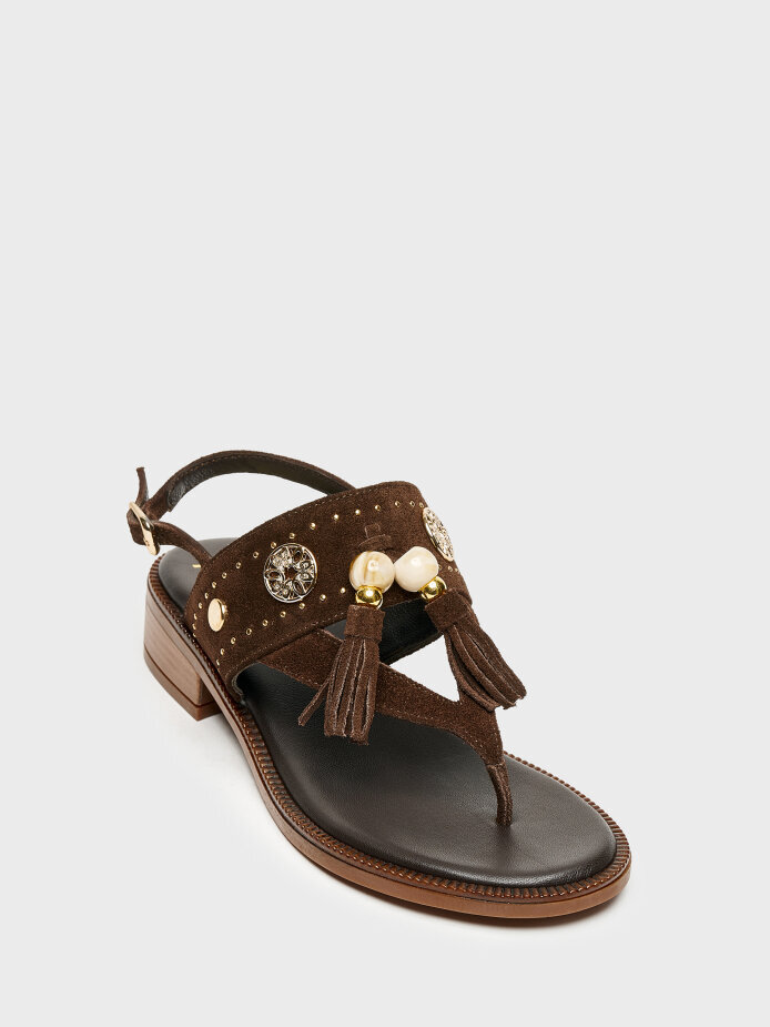 35185 KADIN SANDALET KAHVE SÜET - (1)