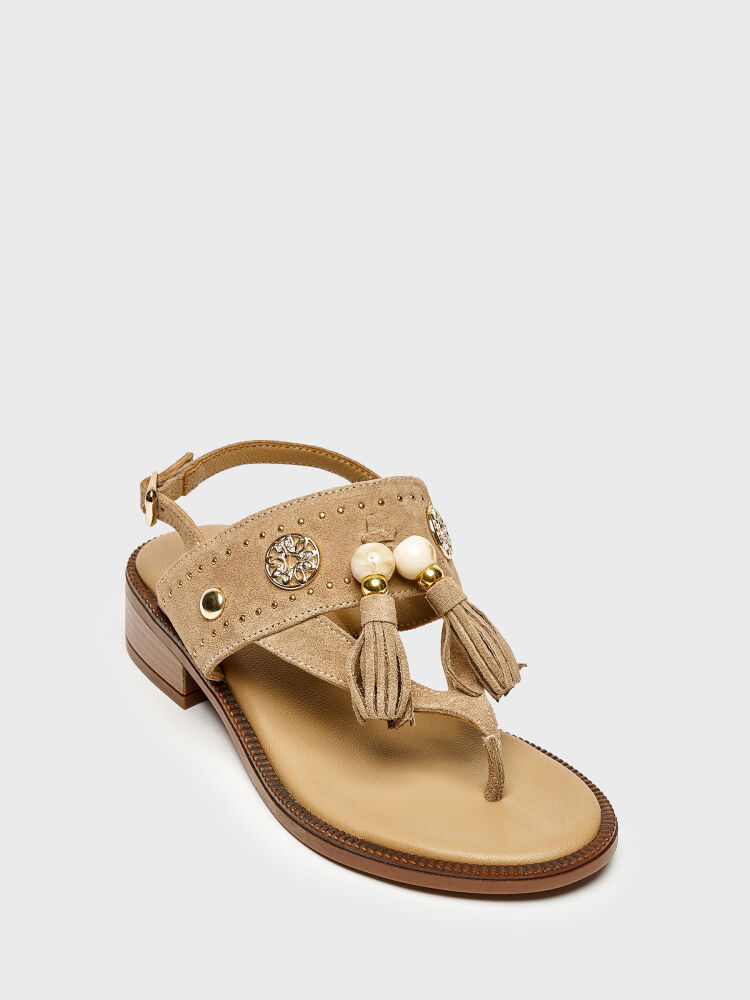 35185 KADIN SANDALET VİZON SÜET - 2