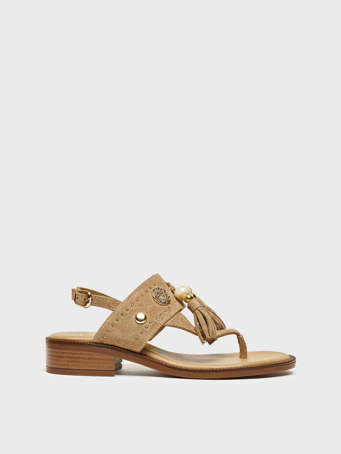 35185 KADIN SANDALET VİZON SÜET - 