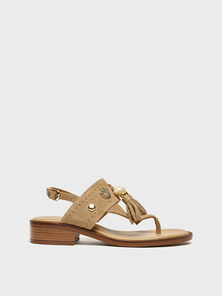 35185 KADIN SANDALET VİZON SÜET - 1