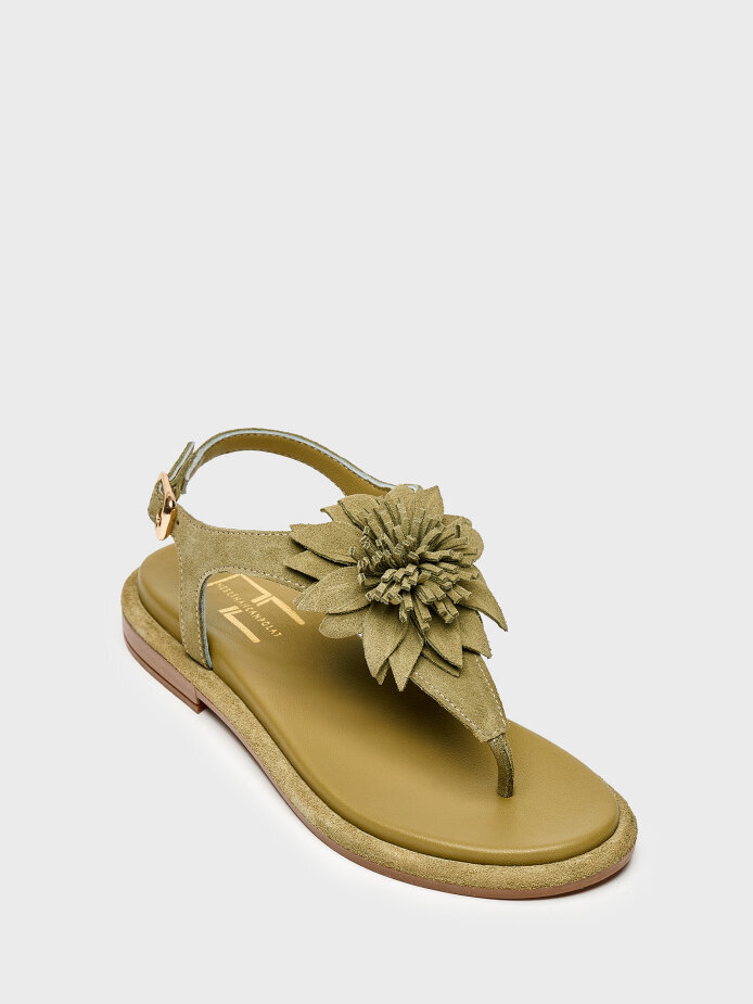 35186 KADIN SANDALET YEŞİL SÜET - (1)