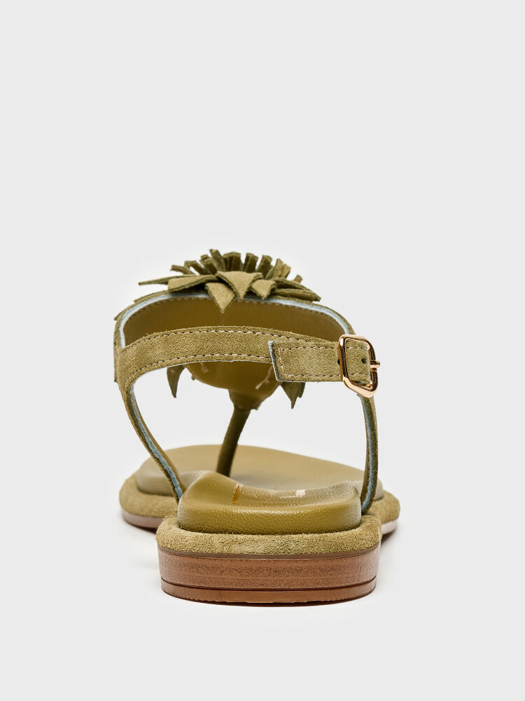 35186 KADIN SANDALET YEŞİL SÜET - 4