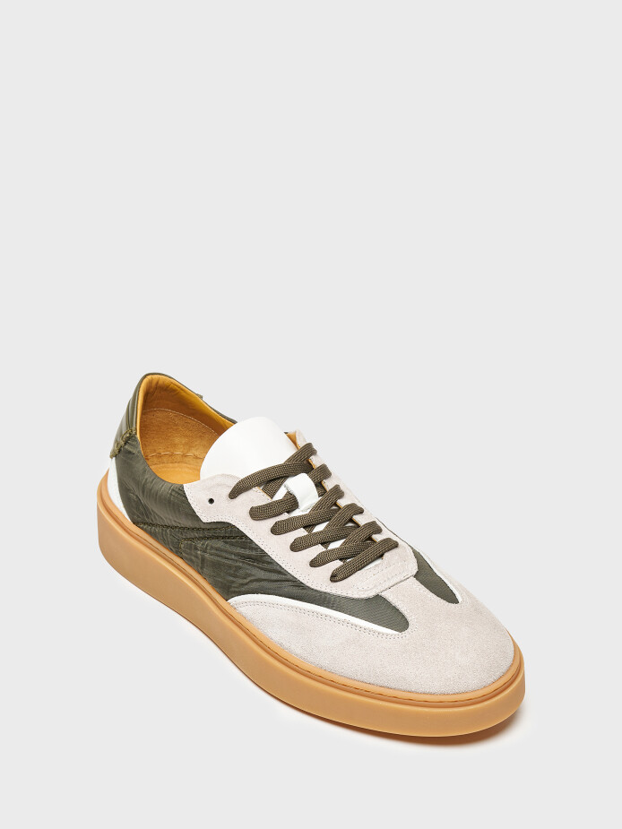 50235 ERKEK AYAKKABI BUZ SÜET/HAKİ KUMAŞ - (1)