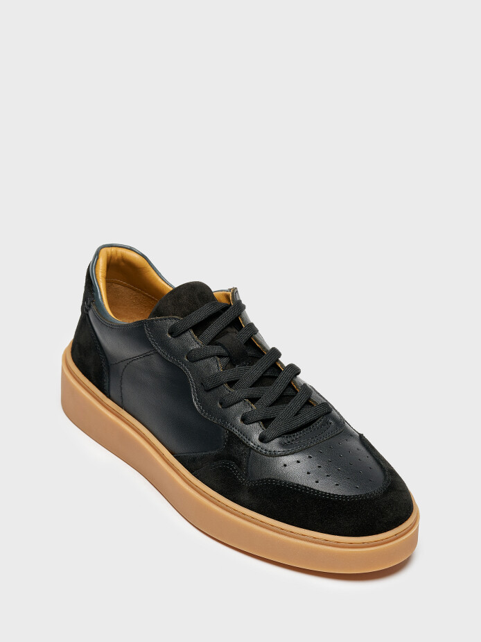 50236 ERKEK AYAKKABI SİYAH SÜET/SYH DERİ - (1)