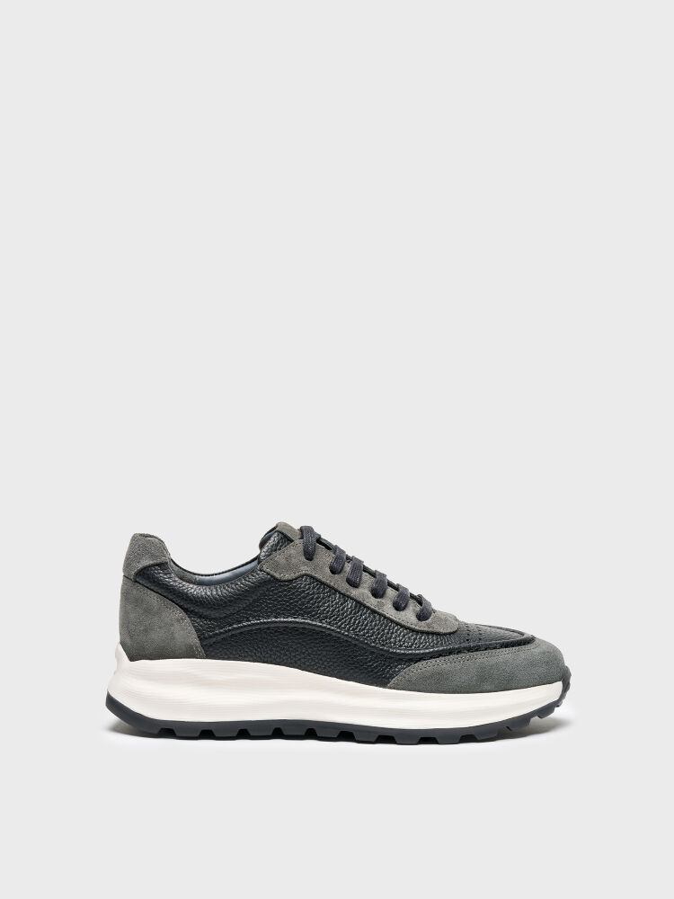 50254 ERKEK AYAKKABI SİYAH DERİ/ANTRASİT SÜET - 1