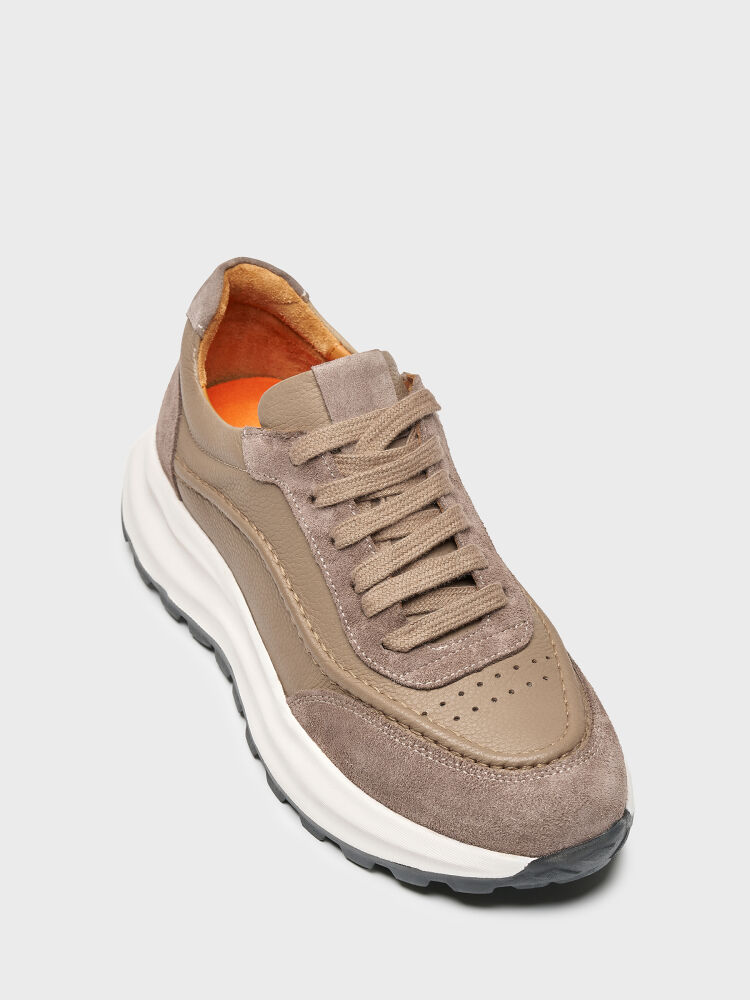 50254 ERKEK SNEAKER AYAKKABI VİZON DERİ/VİZON SÜET - 2