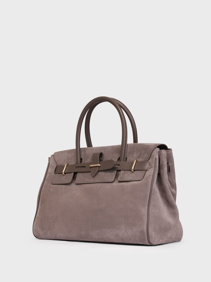 55126 KADIN VERA ÇANTA VİZON SÜET - (1)