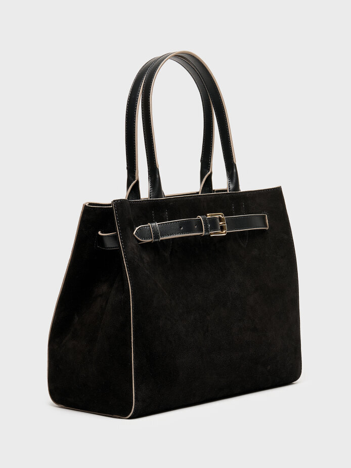 55153 KADIN ÇANTA SİYAH SÜET - (1)