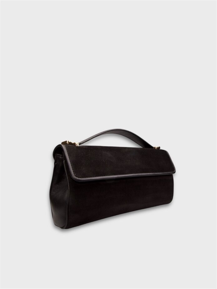 55156 KADIN ÇANTA SİYAH SÜET/SYH DERİ - 