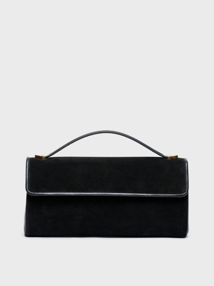 55156 KADIN ÇANTA SİYAH SÜET/SYH DERİ - 1