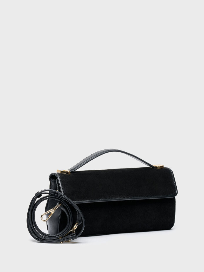 55156 KADIN ÇANTA SİYAH SÜET/SYH DERİ - (1)