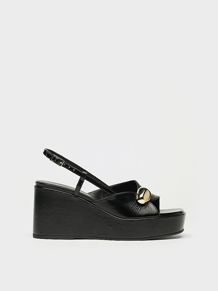 60031 KADIN DOLGU TOPUK AYAKKABI SİYAH - 1