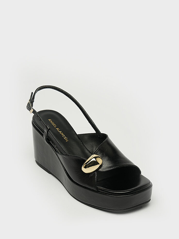 60031 KADIN DOLGU TOPUK AYAKKABI SİYAH - (1)