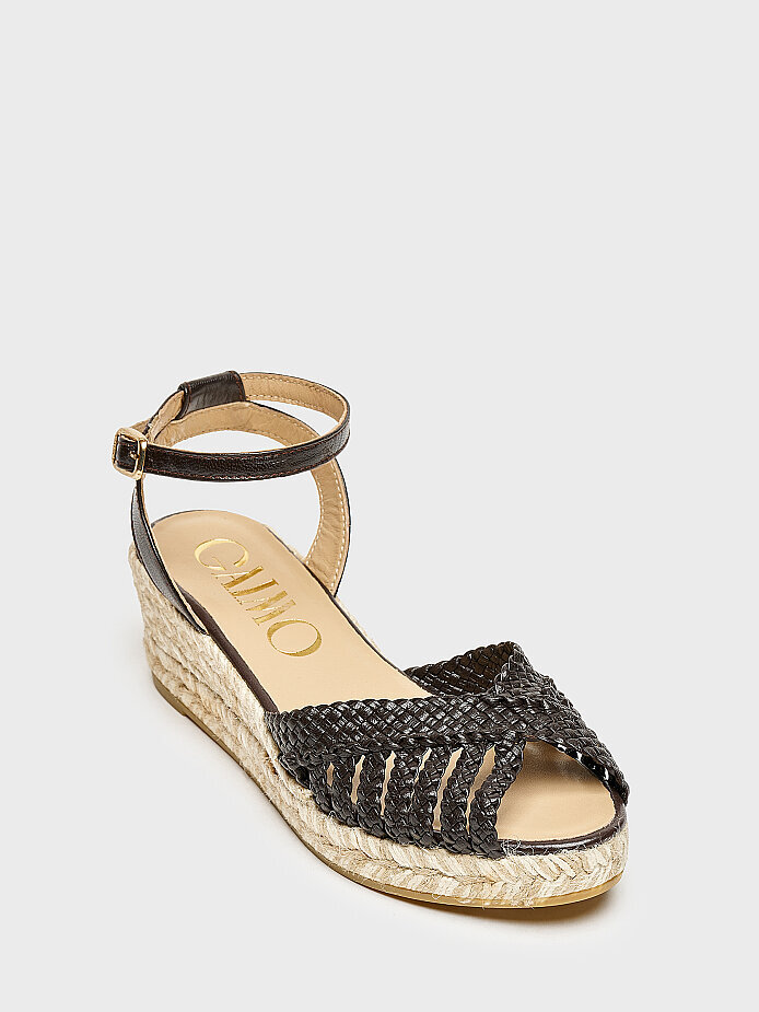 60032 KADIN DOLGU TOPUK AYAKKABI KAHVE ÖRGÜ - (1)