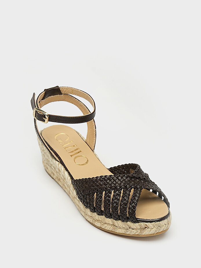 60032 KADIN DOLGU TOPUK AYAKKABI KAHVE ÖRGÜ - (1)