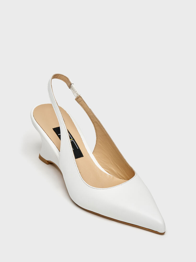 60036 KADIN DOLGU TOPUK AYAKKABI BEYAZ DERİ - 2