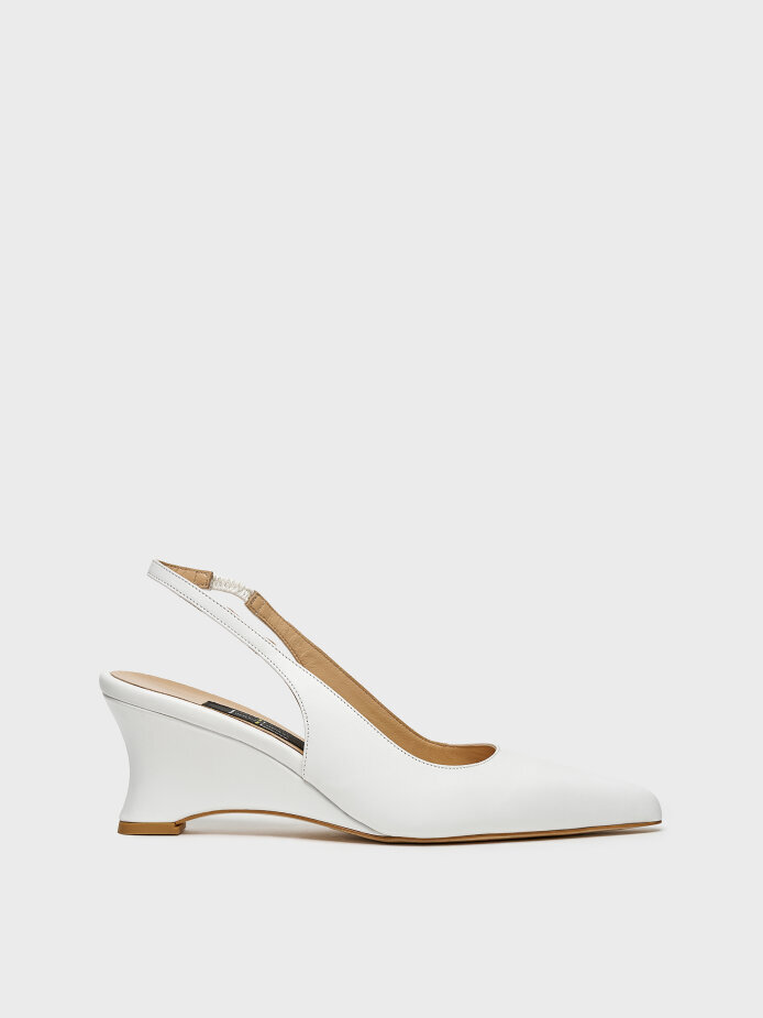 60036 KADIN DOLGU TOPUK AYAKKABI BEYAZ DERİ 