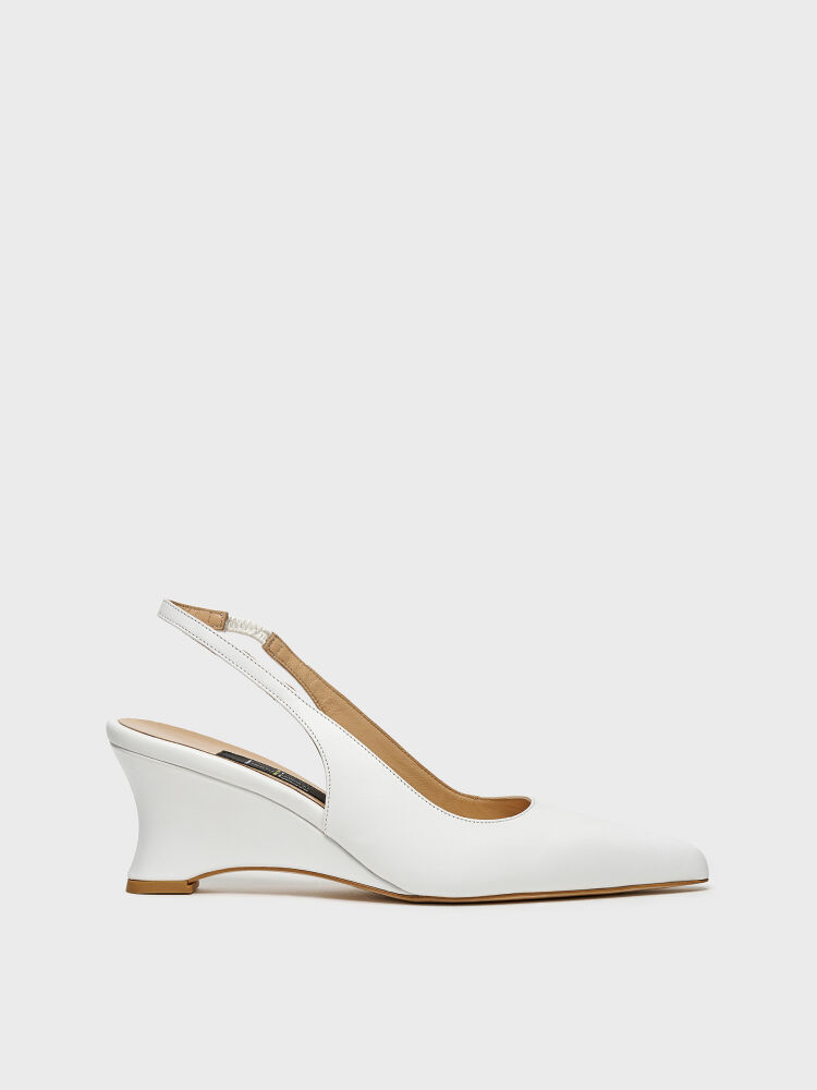 60036 KADIN DOLGU TOPUK AYAKKABI BEYAZ DERİ - 1