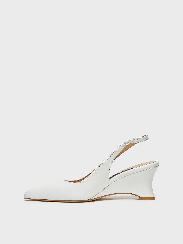 60036 KADIN DOLGU TOPUK AYAKKABI BEYAZ DERİ - 3