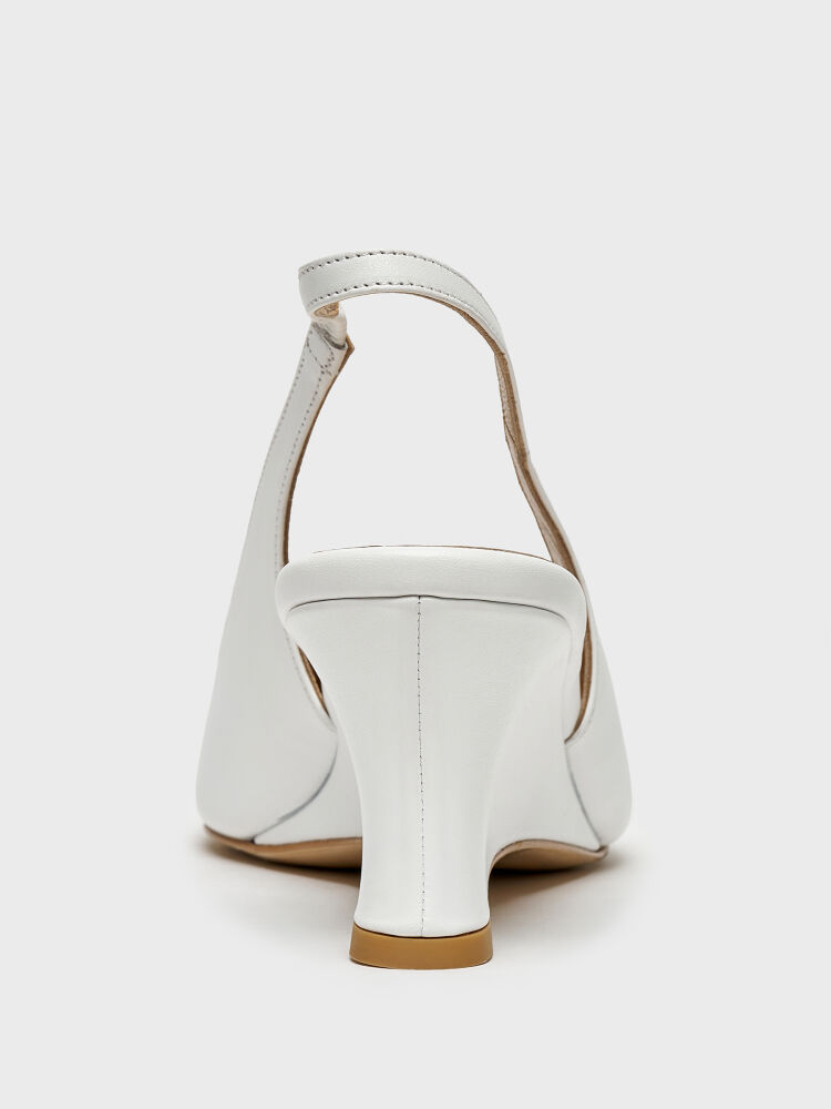 60036 KADIN DOLGU TOPUK AYAKKABI BEYAZ DERİ - 4