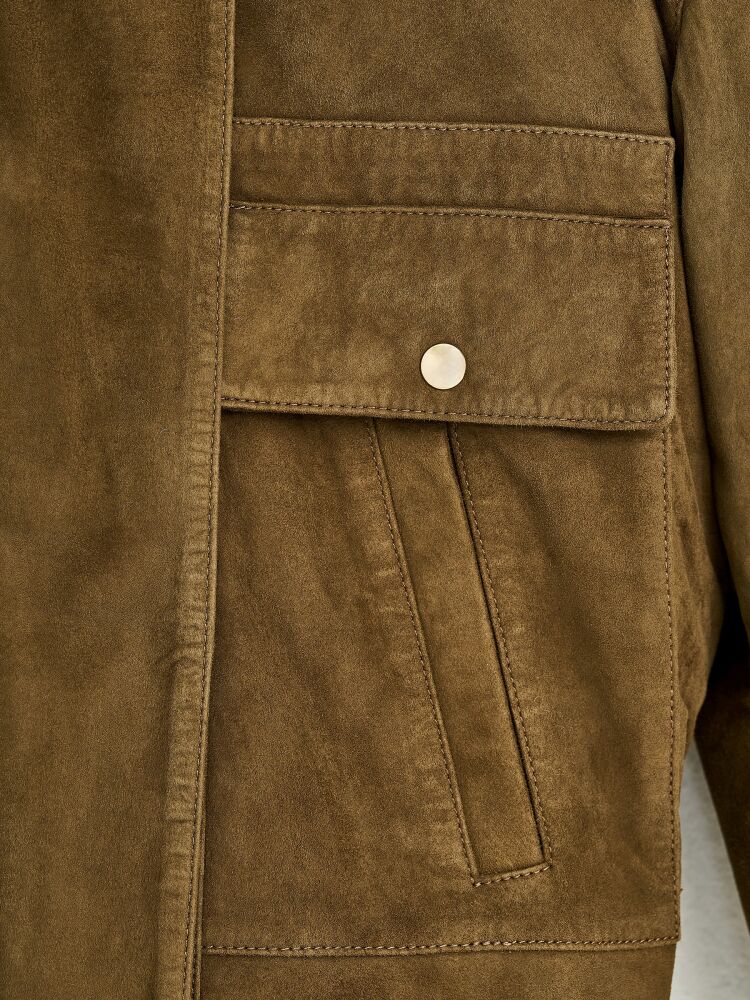 90005 DERİ CEKET HAKİ NUBUK - 6