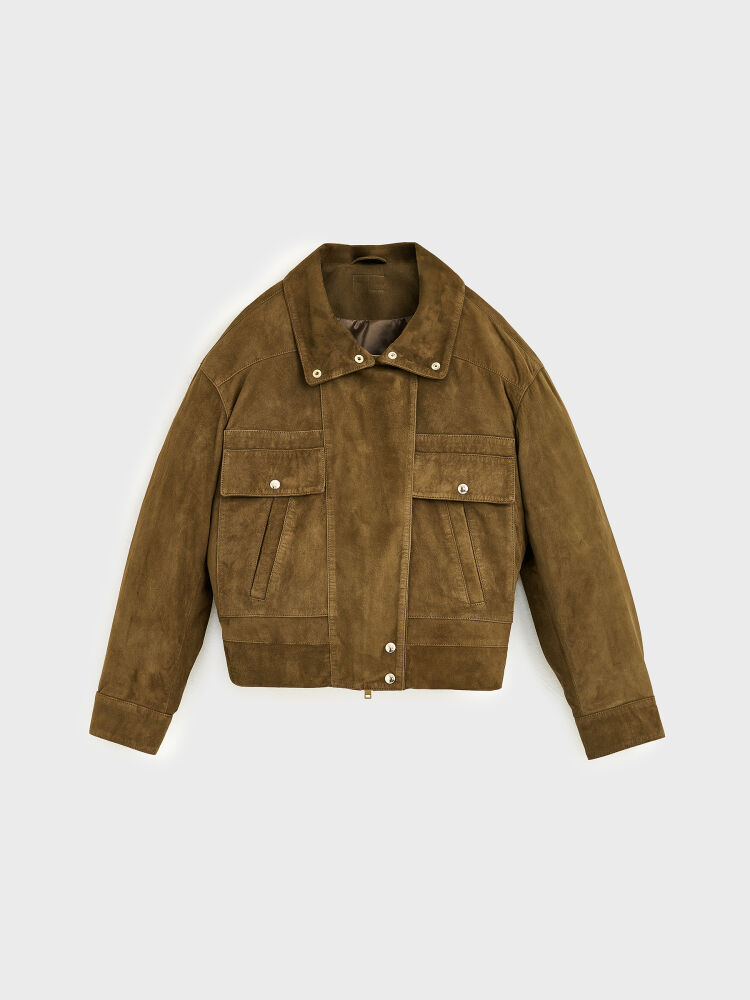 90005 DERİ CEKET HAKİ NUBUK - 1