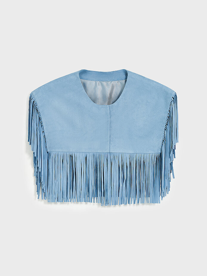 90009 KADIN BOLERO MAVİ NUBUK - 