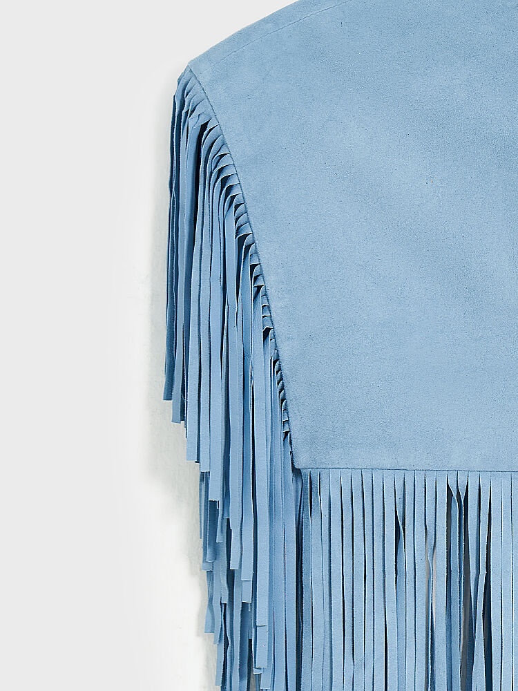 90009 KADIN BOLERO MAVİ NUBUK - 4