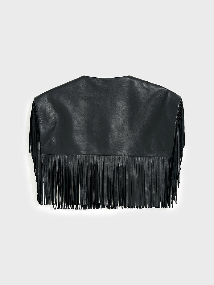 90009 KADIN BOLERO SİYAH DERİ - (1)