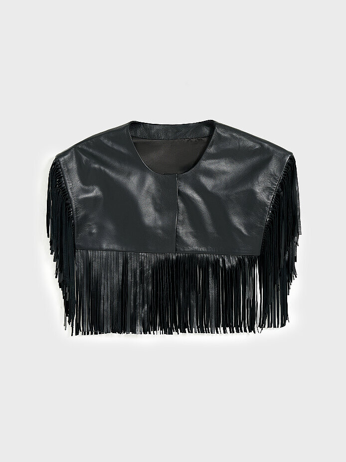 90009 KADIN BOLERO SİYAH DERİ - 