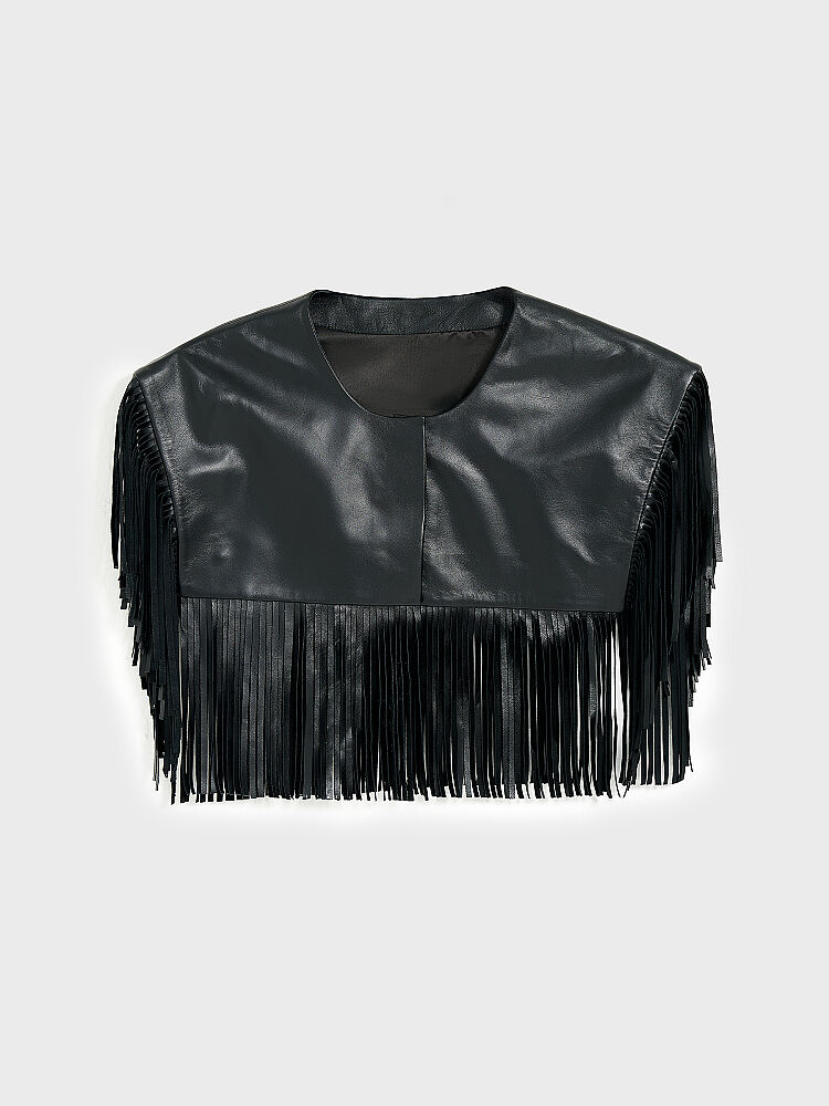 90009 KADIN BOLERO SİYAH DERİ - 1