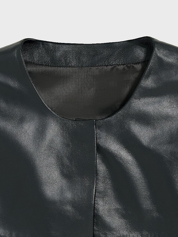 90009 KADIN BOLERO SİYAH DERİ - 3