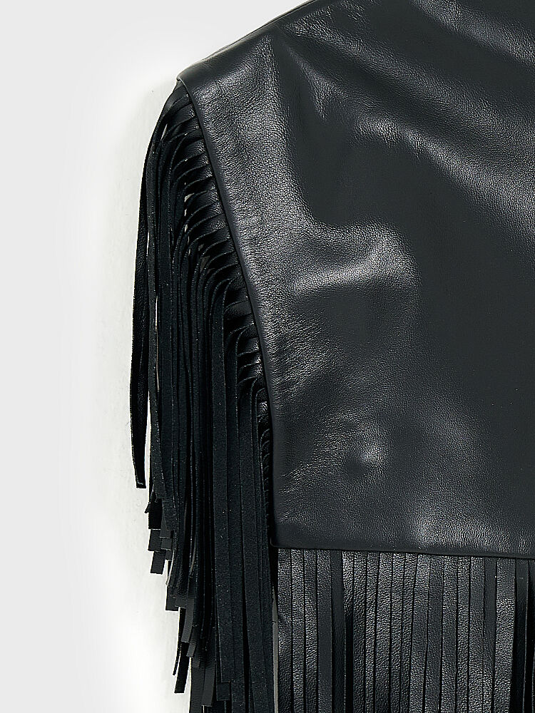 90009 KADIN BOLERO SİYAH DERİ - 4