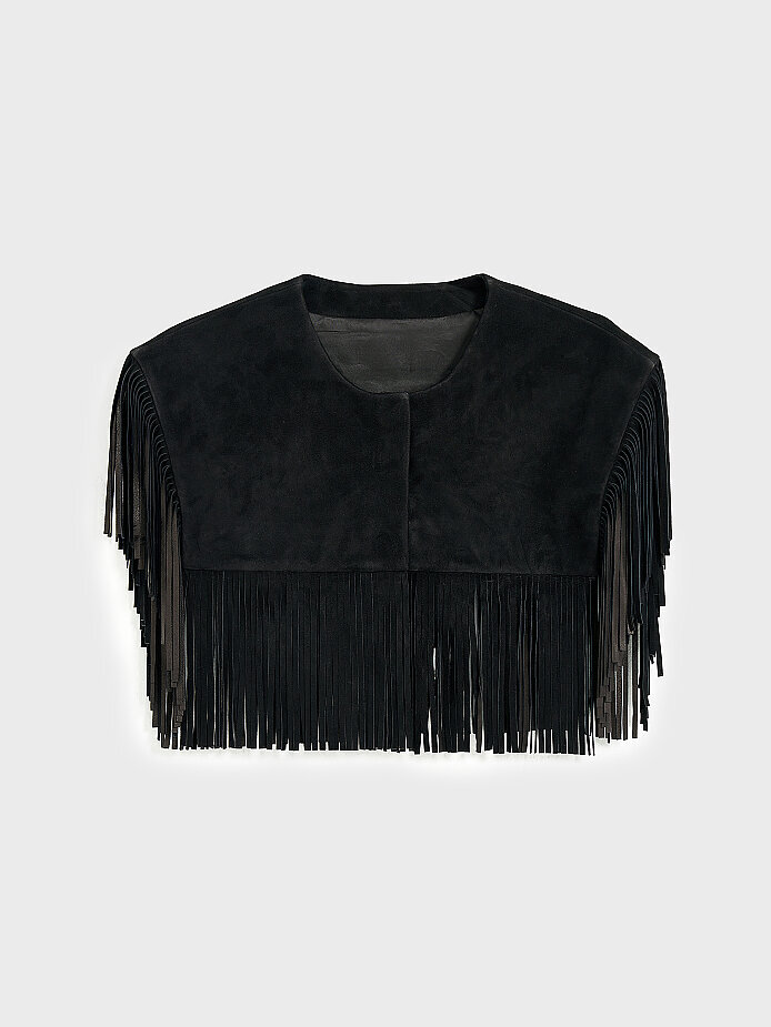 90009 KADIN BOLERO SİYAH NUBUK - 