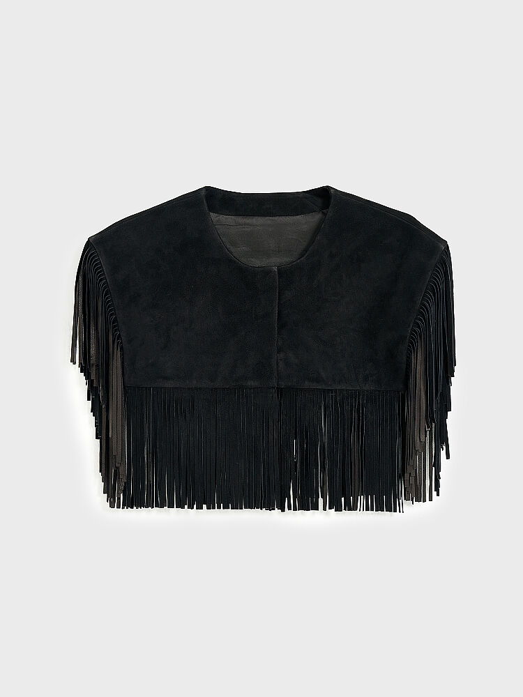 90009 KADIN BOLERO SİYAH NUBUK - 1