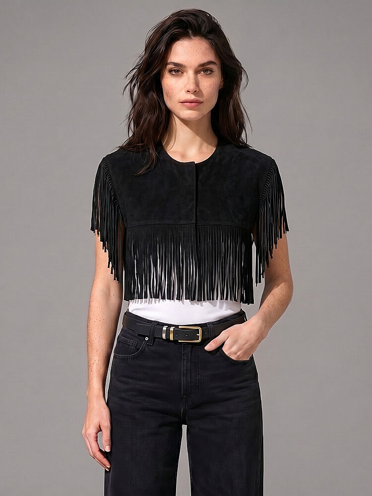 90009 KADIN BOLERO SİYAH NUBUK - 5