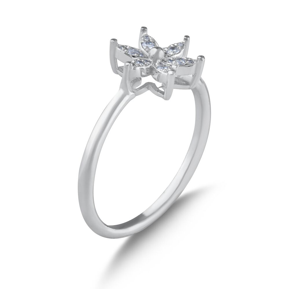 18 AYAR BEYAZ ALTIN 0,10 KARAT PIRLANTA YÜZÜK					 - 1