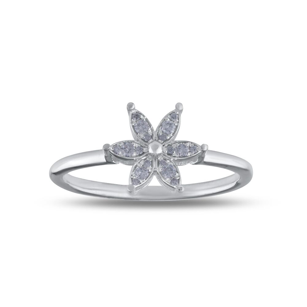 18 AYAR BEYAZ ALTIN 0,10 KARAT PIRLANTA YÜZÜK					 - 2