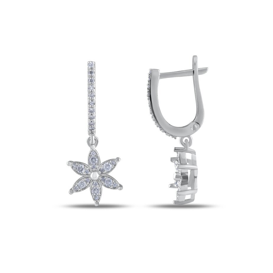 18 AYAR BEYAZ ALTIN 0,28 KARAT PIRLANTA KÜPE - (1)