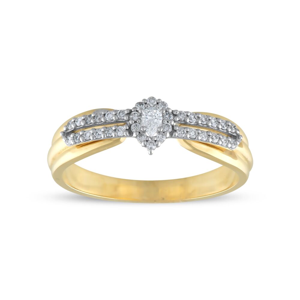 18 AYAR GOLD VE BEYAZ ALTIN 0,23 KARAT DAMLA PIRLANTA YÜZÜK					 - 1